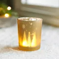 Golden frosted glass Christmas candle holder with snowflake patterns, 6.5cm height - Gold Frosted Glass Cup (No Candle)