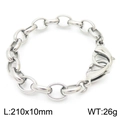 Bracelet chaîne en acier inoxydable argenté pour homme, fermoir mousqueton, 210x10mm - Style de Maillon en Anneau O (KB162560-Z)