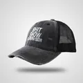 Vintage dark gray trucker hat with white SHIT SHOW SUPERVISOR print and breathable mesh back - M (56-58cm) / Black