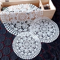 Detailed macro view of white lace embroidered coasters with intricate circular patterns - 15CM / Wisteria