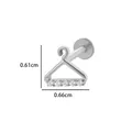 Piercing cartilage en titane avec zircone argenté, largeur 0.66cm et hauteur 0.61cm - 1# Style Cintre Argenté