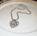 Collana a sfere d'argento con ciondolo a cuore cavo e incisione iGiRL su piatto - Catena di Perline Argento con Cuore Cavo Lettera (iGiRL)