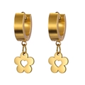 Boucles d'oreilles créoles dorées en acier inoxydable avec fleurs ajourées de cœurs - Fleur Cœur Évidé (Couleur Or) / Or Style 1