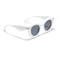 Chic cat eye sunglasses with thick white frames and gold metal rivets for women - White Frame Gray Lens