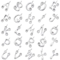 18K gold plated silver bamboo alphabet charms with sparkling crystal insets - Letter-A / Silver