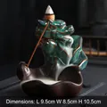 Green ceramic dragon backflow incense burner, size 9.5x8.5x10.5cm for aromatherapy - Dragon Rising Across the Seas
