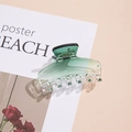 Small acetate shark hair clip with transparent to green gradient color on poster background - Green Rectangle