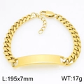 Men's gold-toned titanium steel Cuban link bracelet with a blank engravable ID plate - B Style (KB211380-KFC) / Gold