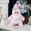Pink Christmas gnome plush with sequin hat and silver bow, height 21cm holiday decoration - Pink White Sphere Santa