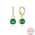 Boucles d'oreilles de luxe en argent 925 avec zircons verts en coupe coussin - Or-Zirconia Vert