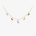 Collar de plata S925 dorada con cinco colgantes de hojas en circonitas cúbicas de colores - Piedra de Colores / Plata 925
