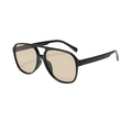 Lunettes aviateur rétro avec monture noire à double pont et verres ambre clairs - Monture Noire Verres Champagne