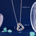 Collier minimaliste en argent avec pendentif cœur en zircon et chaîne 40+5cm - Argent (563)