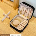 Portable black leather jewelry organizer with velvet interior and multi-compartment storage - Small - Zipper Style / Black