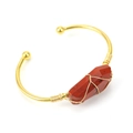 Handmade gold wire wrapped bangle featuring a natural red jasper hexagonal crystal stone - Red Jasper
