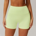 Neongelbe High-Waist Yoga-Shorts mit Seitentaschen für Fitness und Laufen - 10/M / Hellgelbgrün