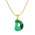 Collar dorado con colgante letra D y esmalte degradado verde estilo cápsula de color - Letra D(S640G-002-D)