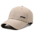 Khaki quick-dry baseball cap with SPIRIT lettering and breathable laser-cut holes - Adjustable / Khaki