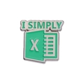 Enamel brooch pin featuring I SIMPLY phrase and green office software icon design - I Simply X Pattern (QHXZ1839)