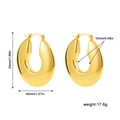 Detail view of large 18K gold chunky hoop earrings with precise size and weight measurements - Oversized Chunky Hoop Style
