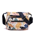 Women's floral nylon crossbody bag with multi-layer zipper pockets and adjustable strap - Ice-cream Bear