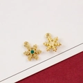 Golden and green diamond snowflake alloy charms for Christmas necklace and earring DIY - 42# Gold Small Snowflake with Green Rhinestone
