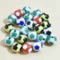 Colorful soccer ball shaped acrylic beads for DIY jewelry and sports bracelet making - 10mm Football Mixed Color Blocks