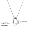 Silver hollow heart pendant necklace with snake chain and product dimensions - [XKN6082] Hollow Heart Necklace Steel