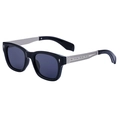 Polarized sunglasses with black square frame and engraved silver metal temples - Bright Black/Silver (C3)