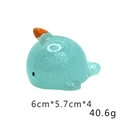 Macro detail of blue glitter narwhal squishy toy with dimensions 6cm x 5.7cm x 4cm - Large Glitter Narwhal 40.6g