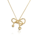 Elegant gold bow pendant necklace with a polished metallic finish on a white background - Gold Smooth Bowknot Necklace