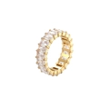 Elegant gold eternity ring featuring baguette-cut sparkling crystals for women - Gold + White Zirconia