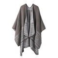 Reversible dark and light grey cashmere-feel shawl with detailed paisley patterns - Grey Coffee Lace Pattern