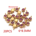 Ciondolo in acciaio inossidabile dorato con strass viola per gioielli fai da te, 20 pezzi - Magenta