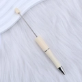 DIY beaded ballpoint pen in cream white finish with elegant silver metal accents - Khaki Light Beige
