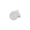 Vue détaillée du pendentif coquillage argenté avec texture spirale et anneau de fixation - Conque VD1583 / Or blanc