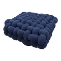 Square woven lamb wool seat cushion in dark blue for Nordic style chair and sofa decor - Navy Blue