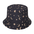 Cappello a secchiello blu scuro con stampa luna e stelle da donna, protezione solare - 58cm / Nero Stampa Stella Luna