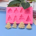 Silikonform mit 8 Weihnachtsbäumen für DIY Kuchen, Schokolade und Backen Basteln - Rosa