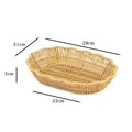 Faux rattan woven fruit basket in light brown with wave edges and specific dimensions - Oval Scalloped Yellow Medium