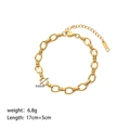Vista detallada de la pulsera de acero inoxidable bañada en oro de 18 quilates y medidas - Pulsera de cadena con nariz de cerdo (YYB023048-1)