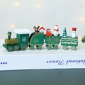 Dark green wooden Christmas train set with teddy bear and snowman festive miniatures - Green 4 Sections