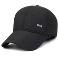 Berretto da baseball trapuntato nero da uomo con fodera calda e placca metallica Sport - Regolabile / Stile Baseball Nero