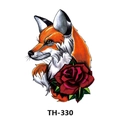 Waterproof temporary tattoo sticker with red fox and rose design, model TH-330 - Th-330 / 210*148mm