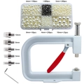 Manual pearl setting machine tool kit with 4-10mm white pearls and screw molds - Combo 5 Beige (Machine + Beige Pearls)