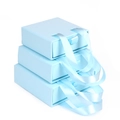 Tre scatole per gioielli a cassetto azzurre di varie dimensioni con manici in raso - 8x8x3.2cm / Verde Pallido