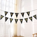 Black birthday bunting with gold HAPPY BIRTHDAY foil letters for party decoration - Black