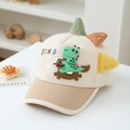 Close-up of kids dinosaur baseball cap with colorful 3D horns and Dino embroidery - 52cm (3-6 Years) / Off-white