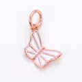 Zircon micro-pave butterfly charm pendant in rose gold finish with white enamel wings - Bee White Gold Plated L358926-Rose Gol