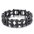 Bracciale da moto da 18 mm da uomo in acciaio inossidabile nero stile ciclista - Nero Opaco (KB49368-D) / 23CM